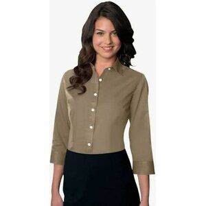 Nwt Van Heusen Women's Easy-Care Dress Twill Shirt Sandstone Multiple Sizes